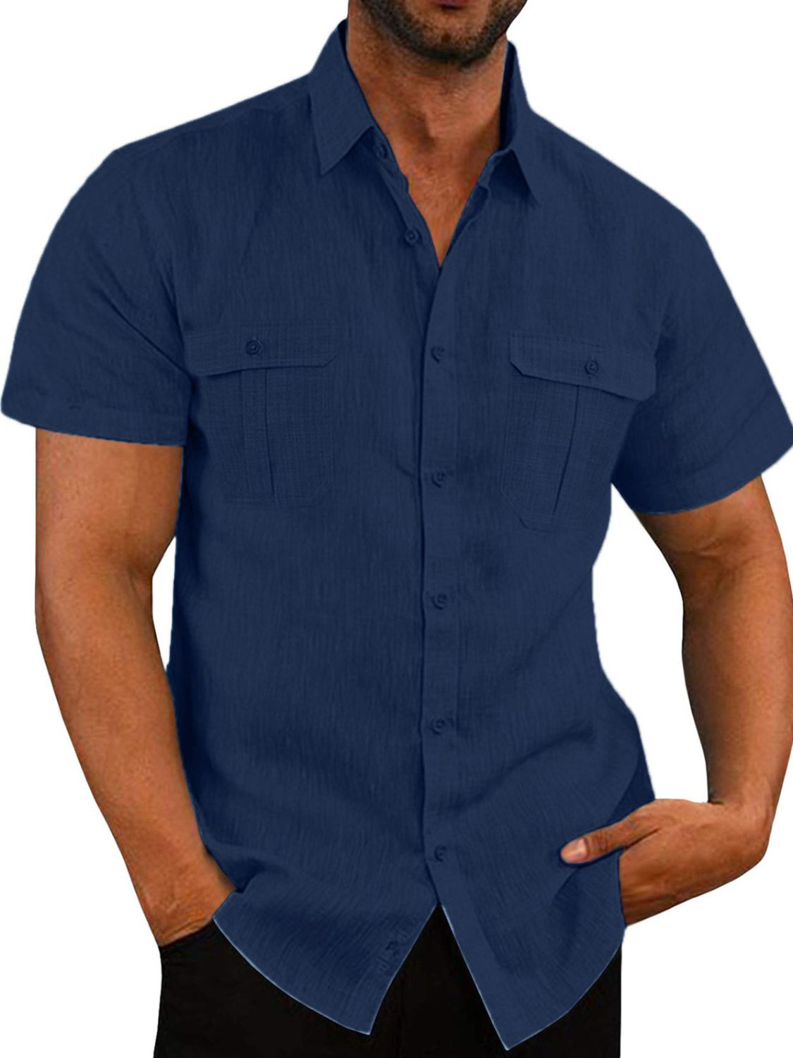 Men's Plus Size Collared Neck Short Sleeve Shirt