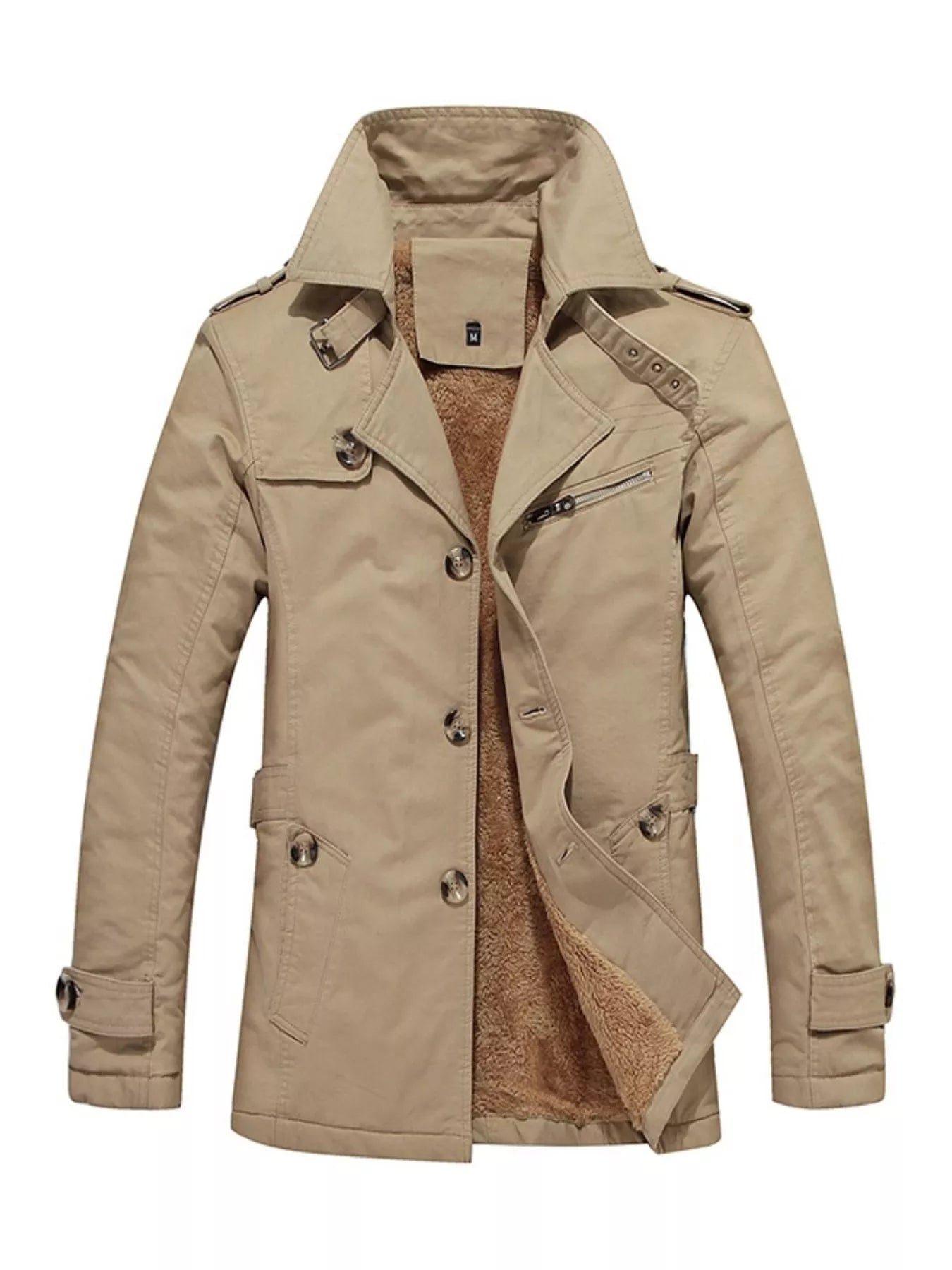 Men's Plus Size Button Up Long Sleeve Coat