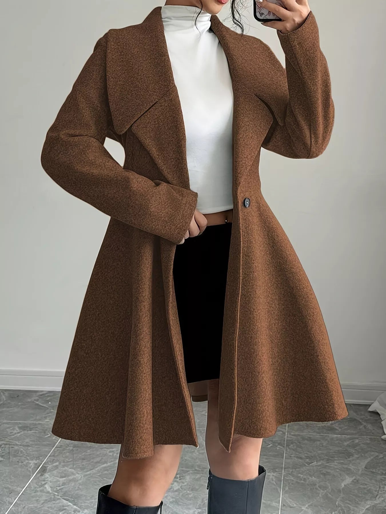 Classic Fit & Flare Double-Breasted Coat