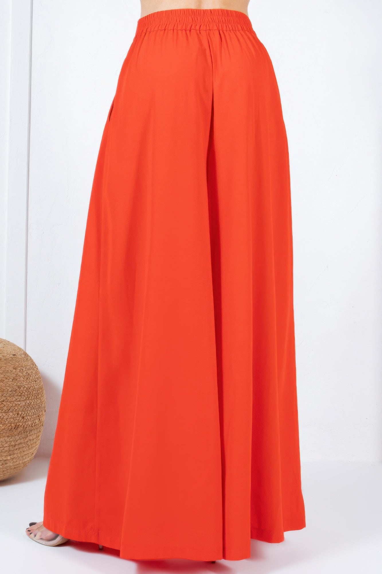 Large Hem Wide Leg Pleated Solid Pants