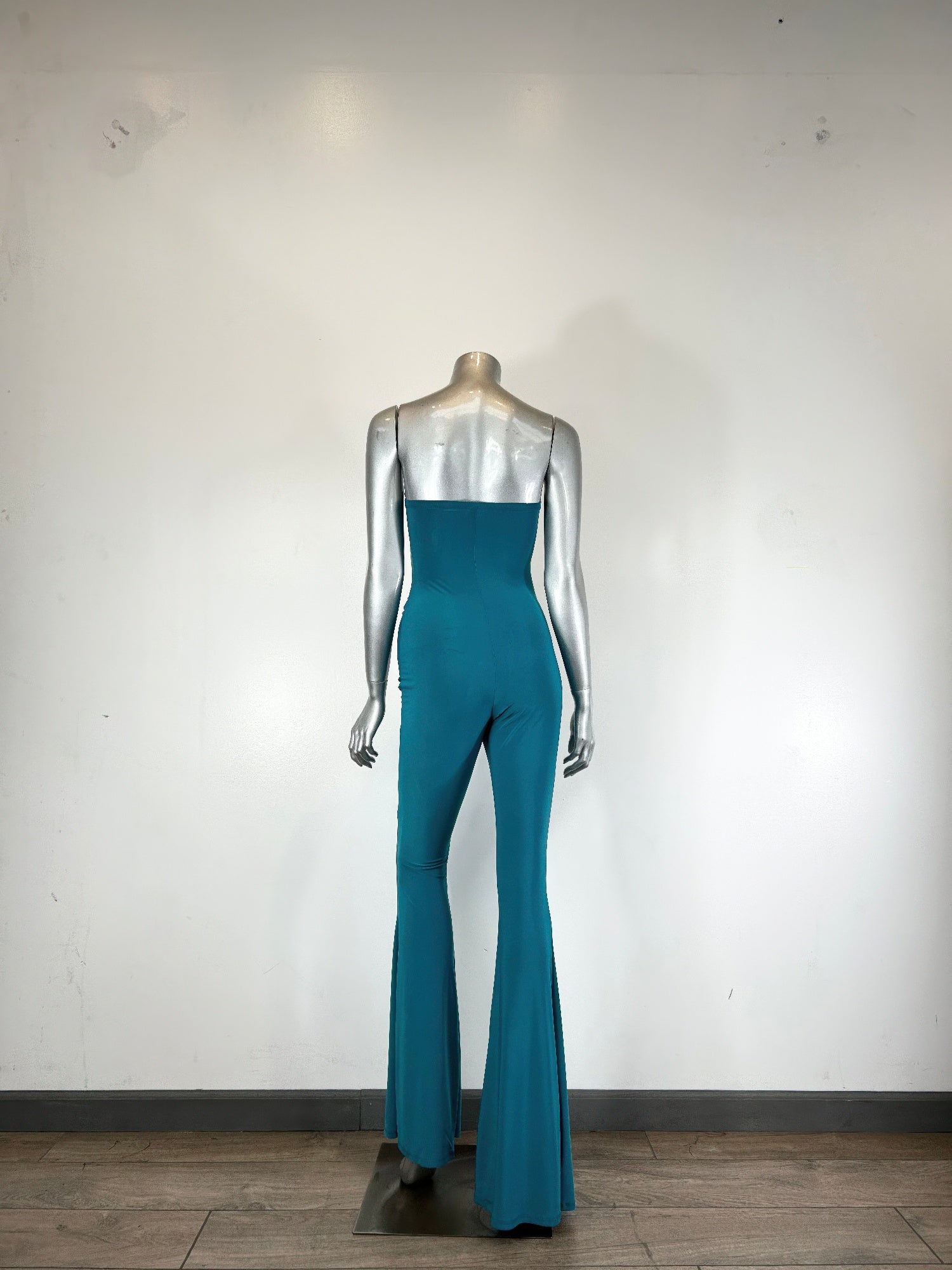 Cut-out,strapless Jumpsuit That Flares Out