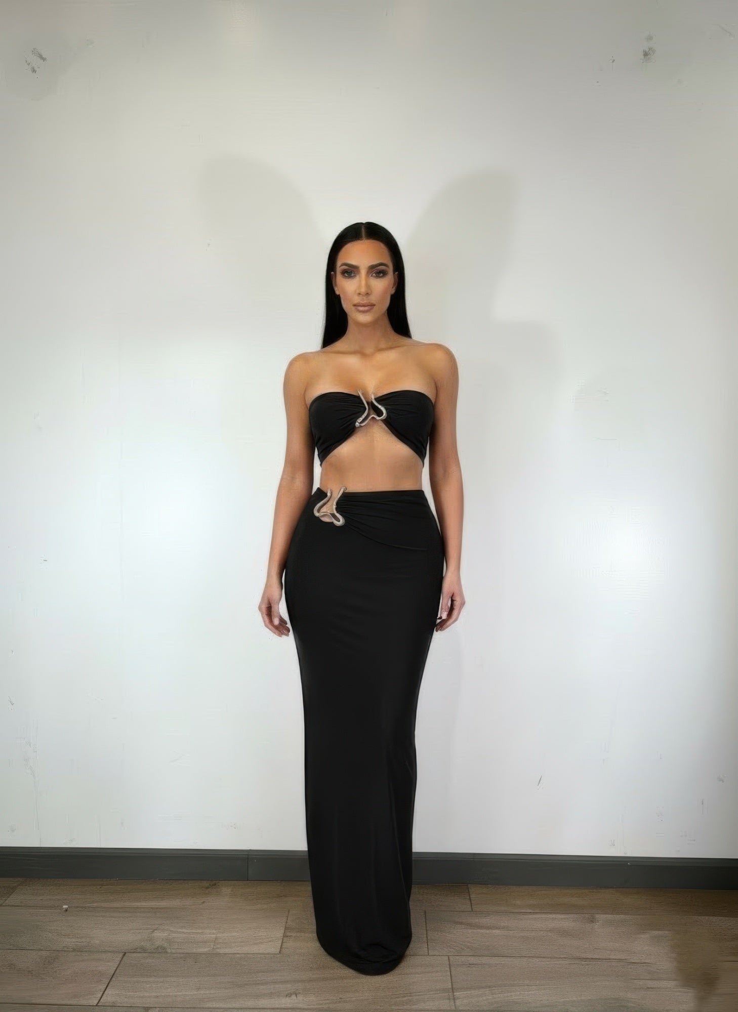 Tube Top Trim Detail Skirt Set