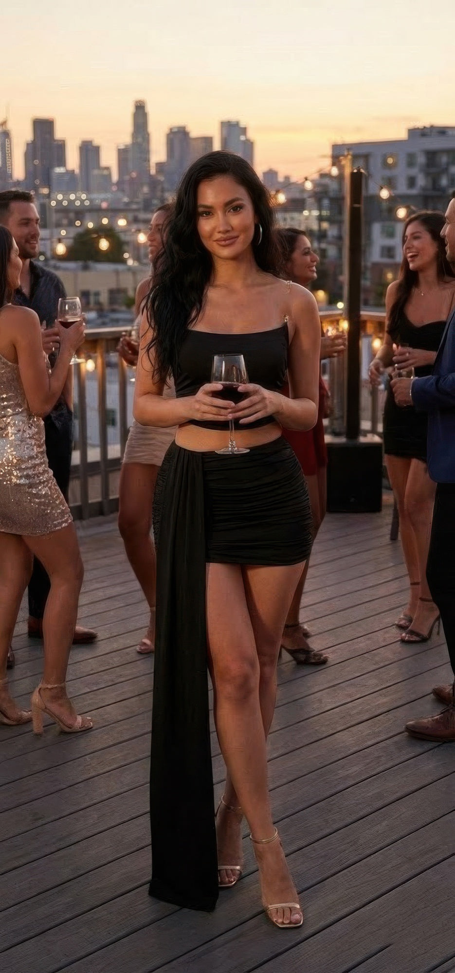 Sleeveless, Cropped Bodice Skirt Set