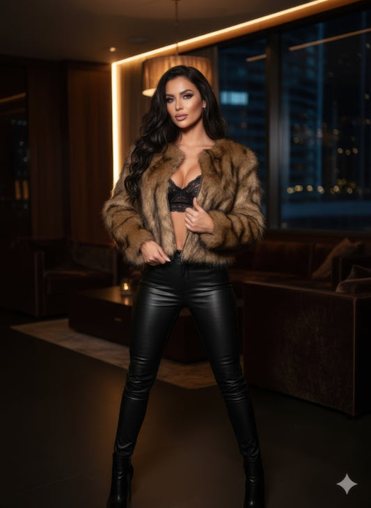 Sexy Voluminous, Long-pile Faux Fur Jacket