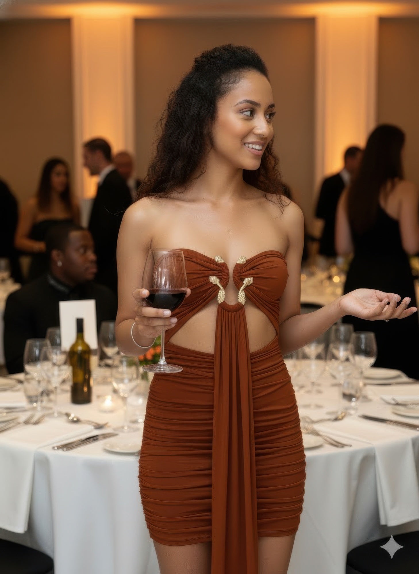 Tube Top Mini Dress With Drape Front