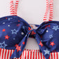 Navy Patriotic star print one-piece women swimsuit