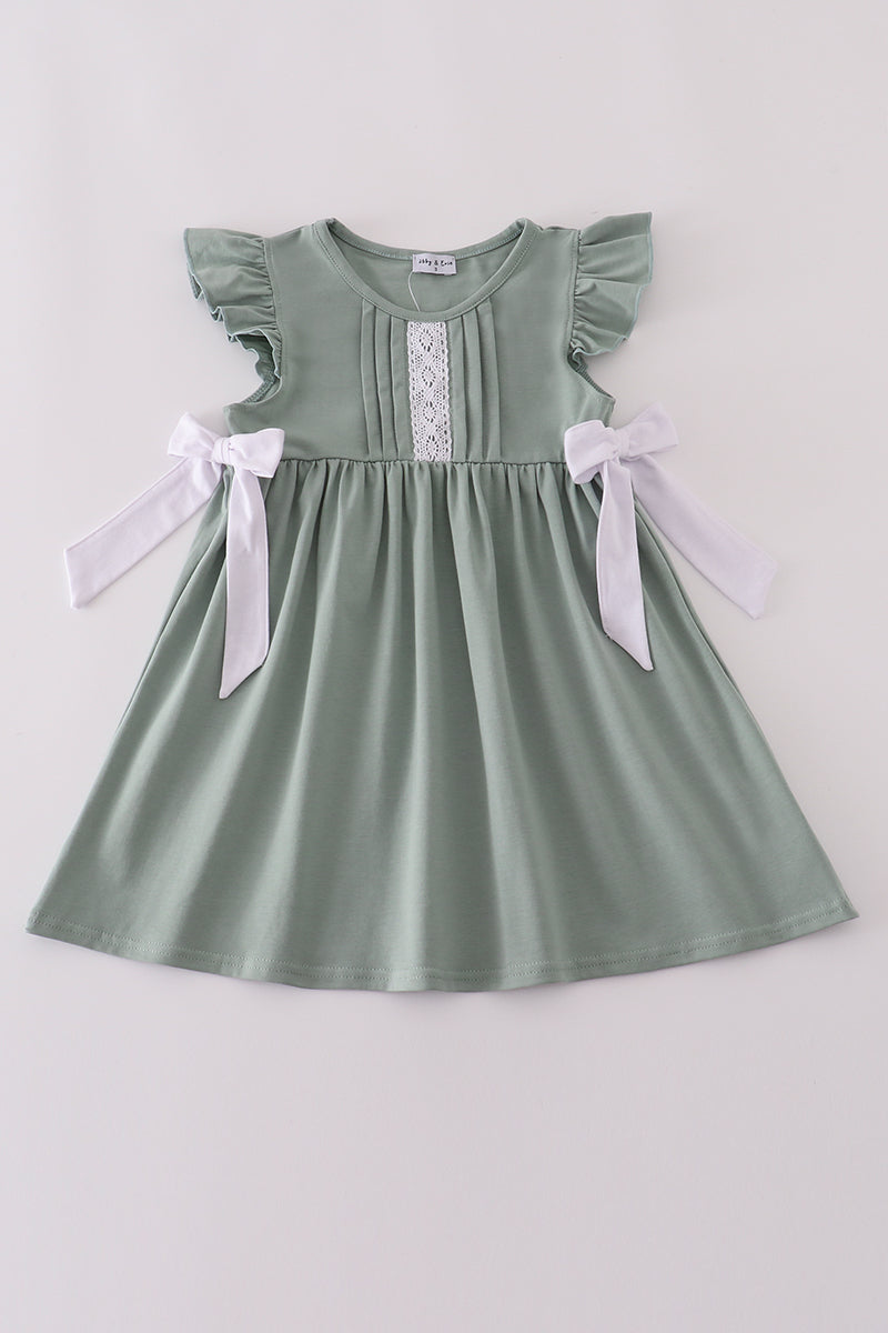 Sage ruffle dress