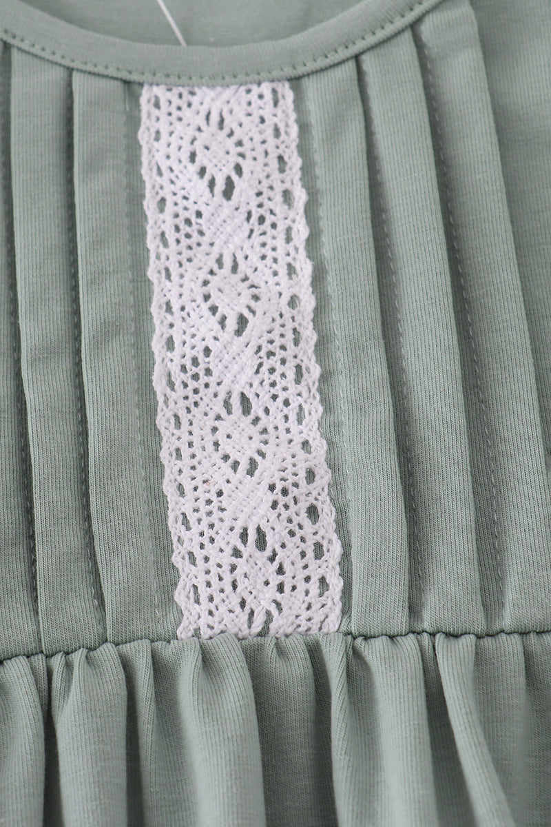 Sage ruffle dress