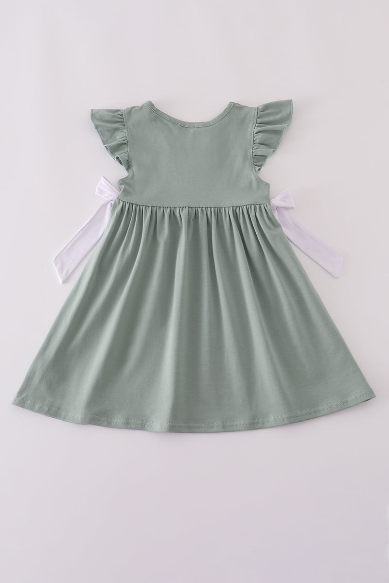 Sage ruffle dress