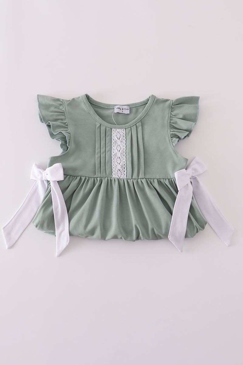 Sage ruffle dress