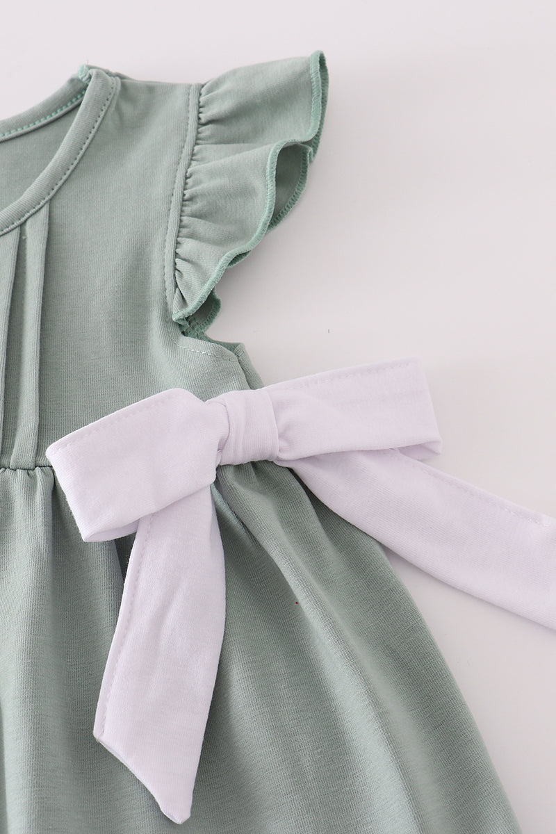 Sage ruffle dress