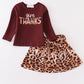 Brown thanksgiving leopard short skirt set