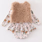 Pumpkin floral print vest 2pc baby set
