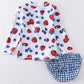 Strawberry print 2pc long sleeve rashguard swimsuit UPF50+