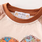 Brown heart floral girl top