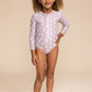 Moon print zip rashguard girl swimsuit