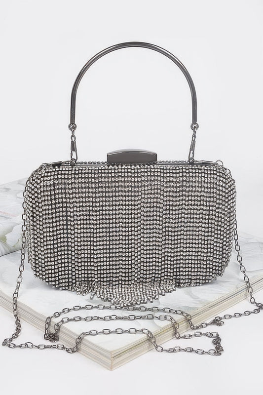 Rhinestone Fringe Hard Clutch