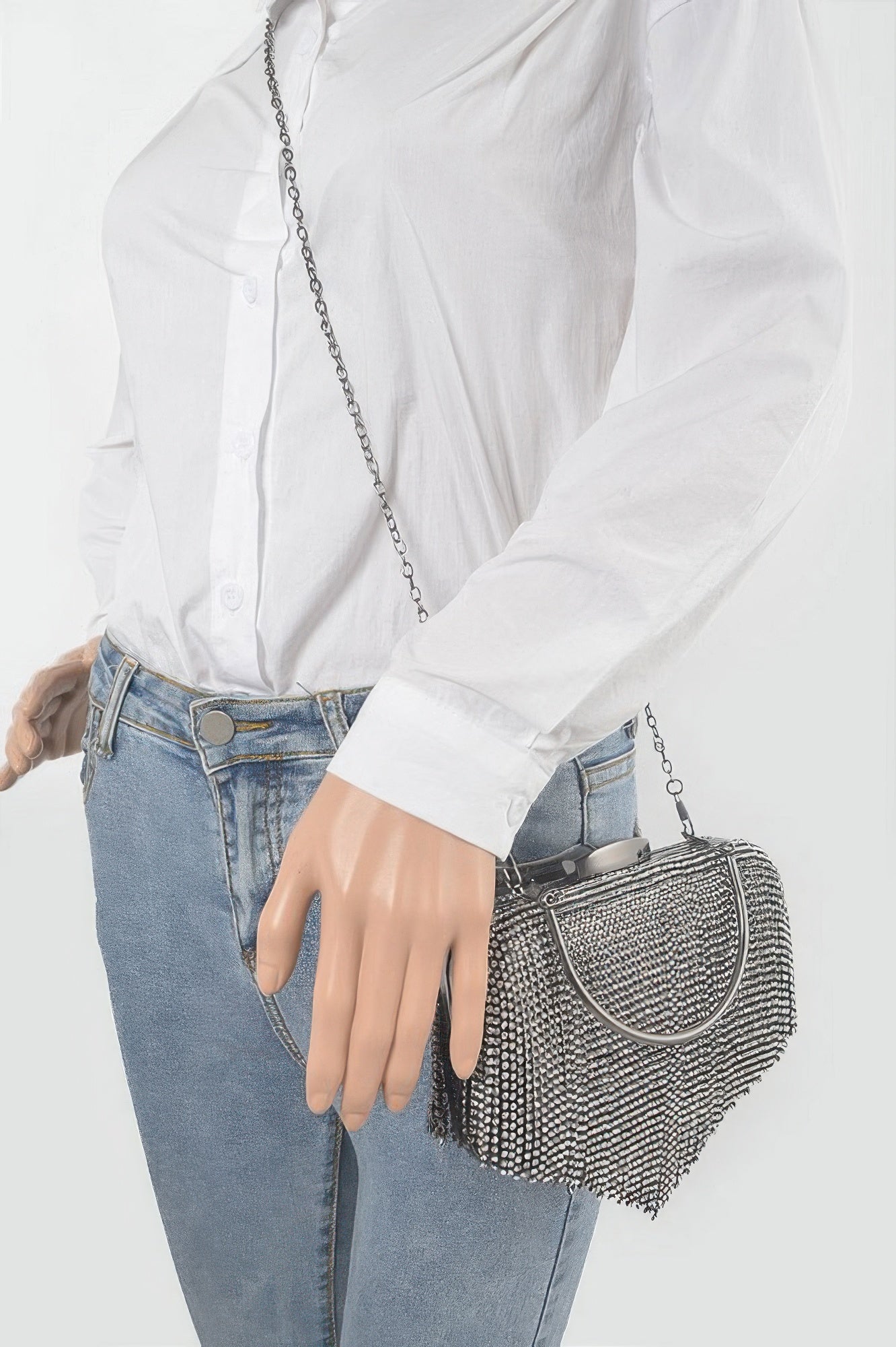 Rhinestone Fringe Hard Clutch