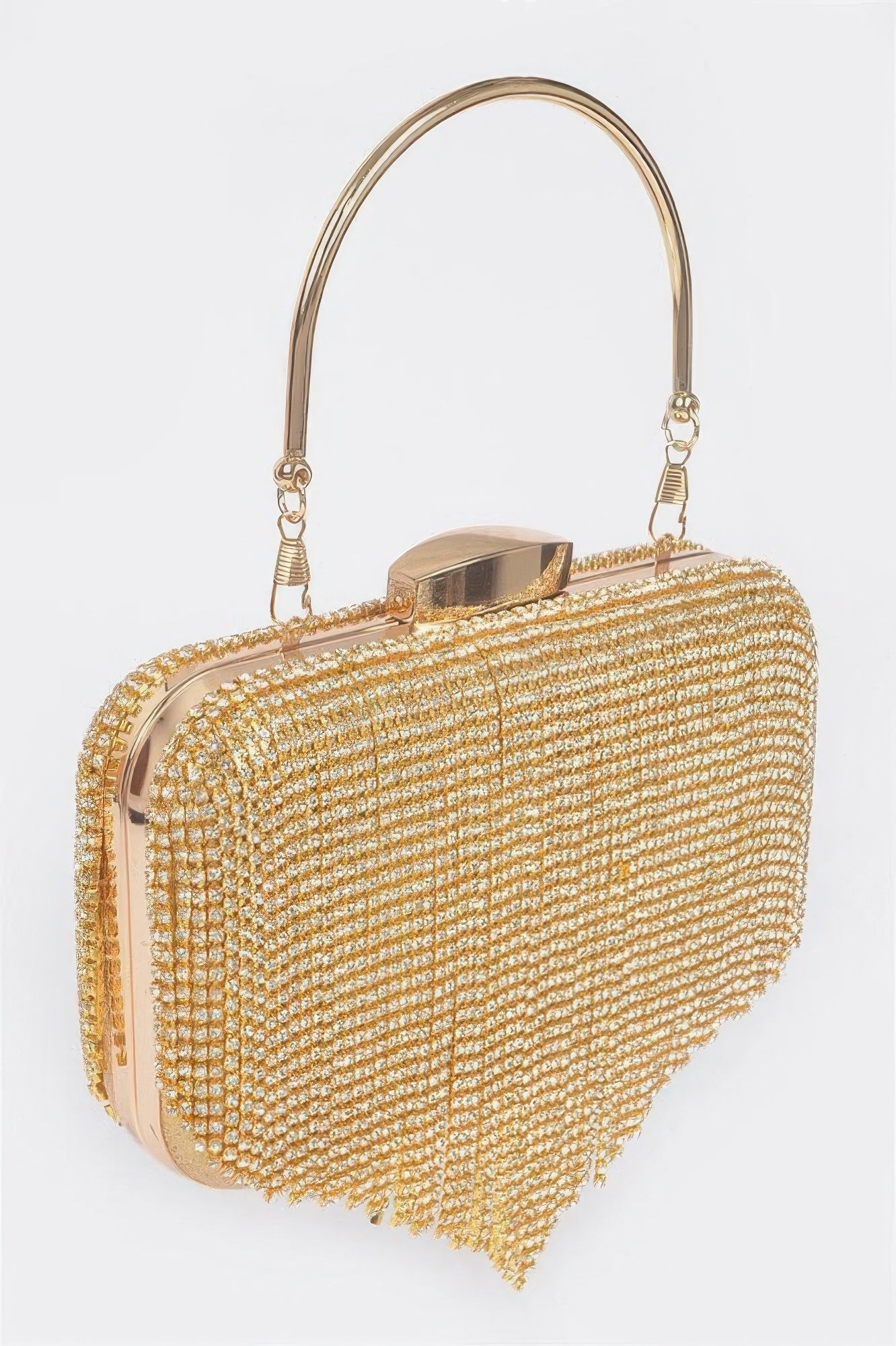 Rhinestone Fringe Hard Clutch