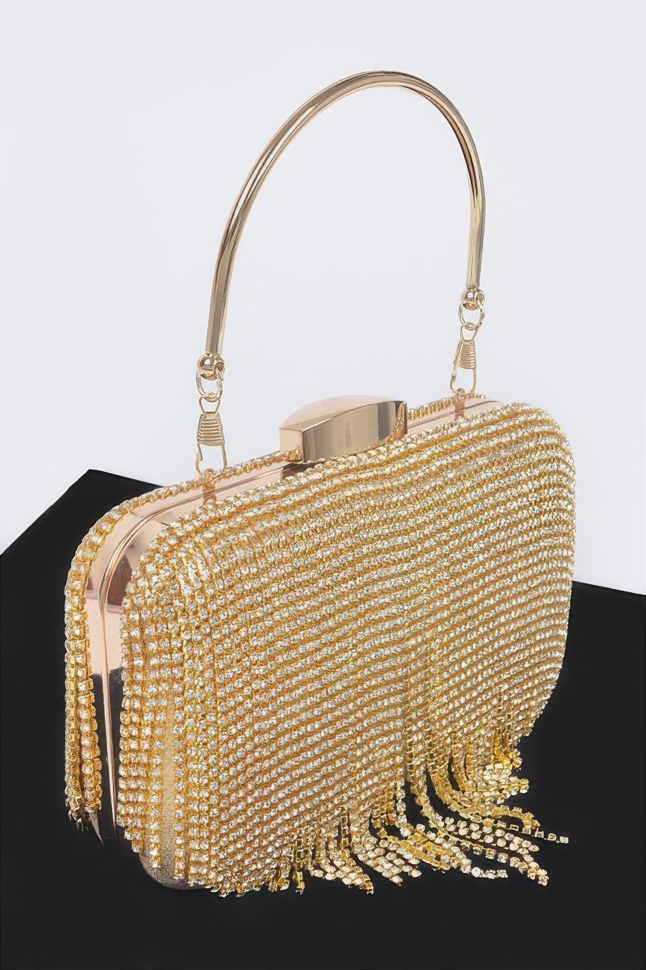 Rhinestone Fringe Hard Clutch