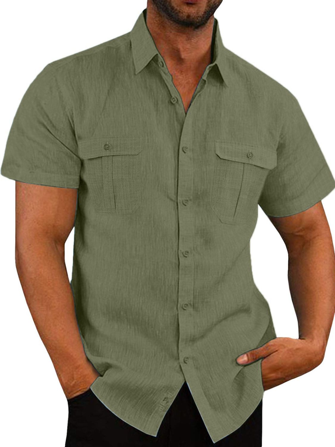 Men's Plus Size Collared Neck Short Sleeve Shirt