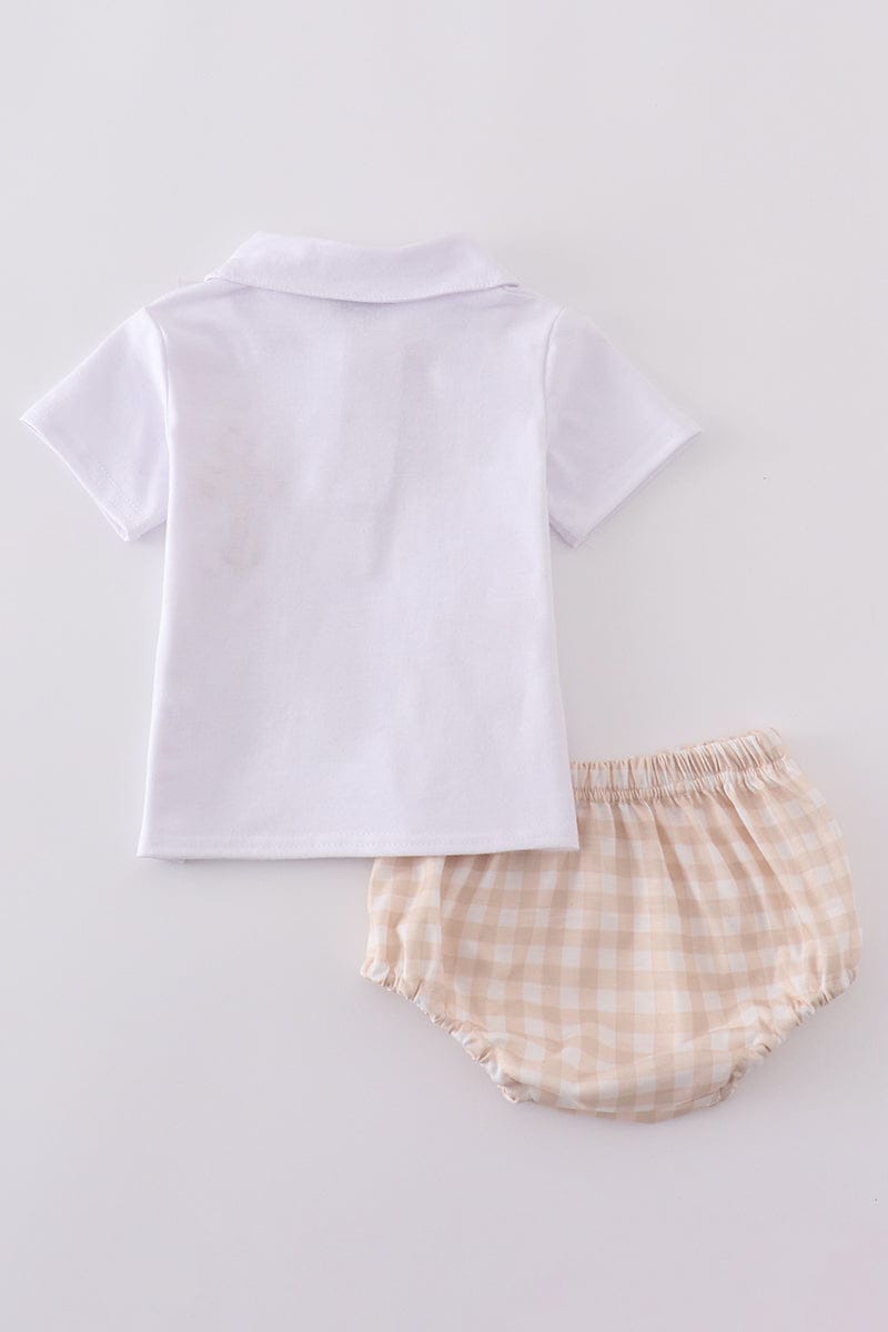 Easter cross embroidery boy bloomer set