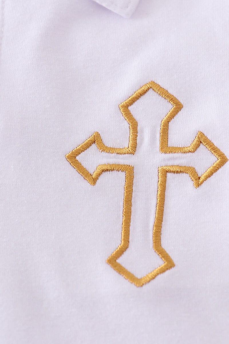 Easter cross embroidery boy bloomer set