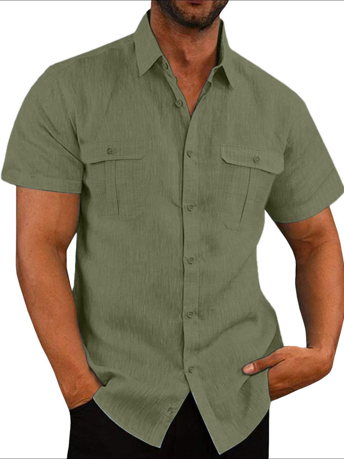 Men's Plus Size Collared Neck Short Sleeve Shirt