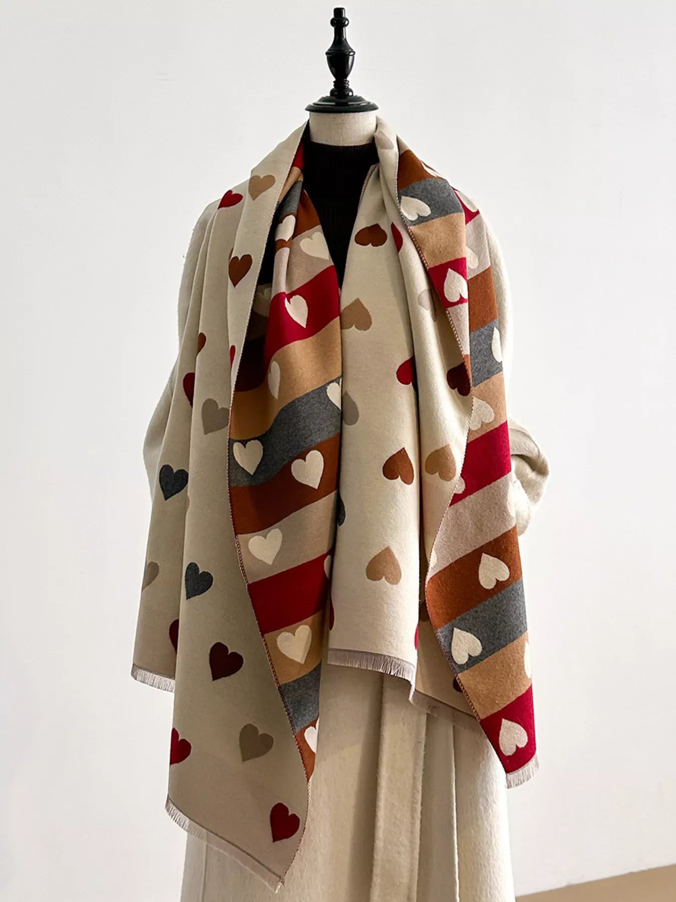 Heart Pattern Warm Scarf
