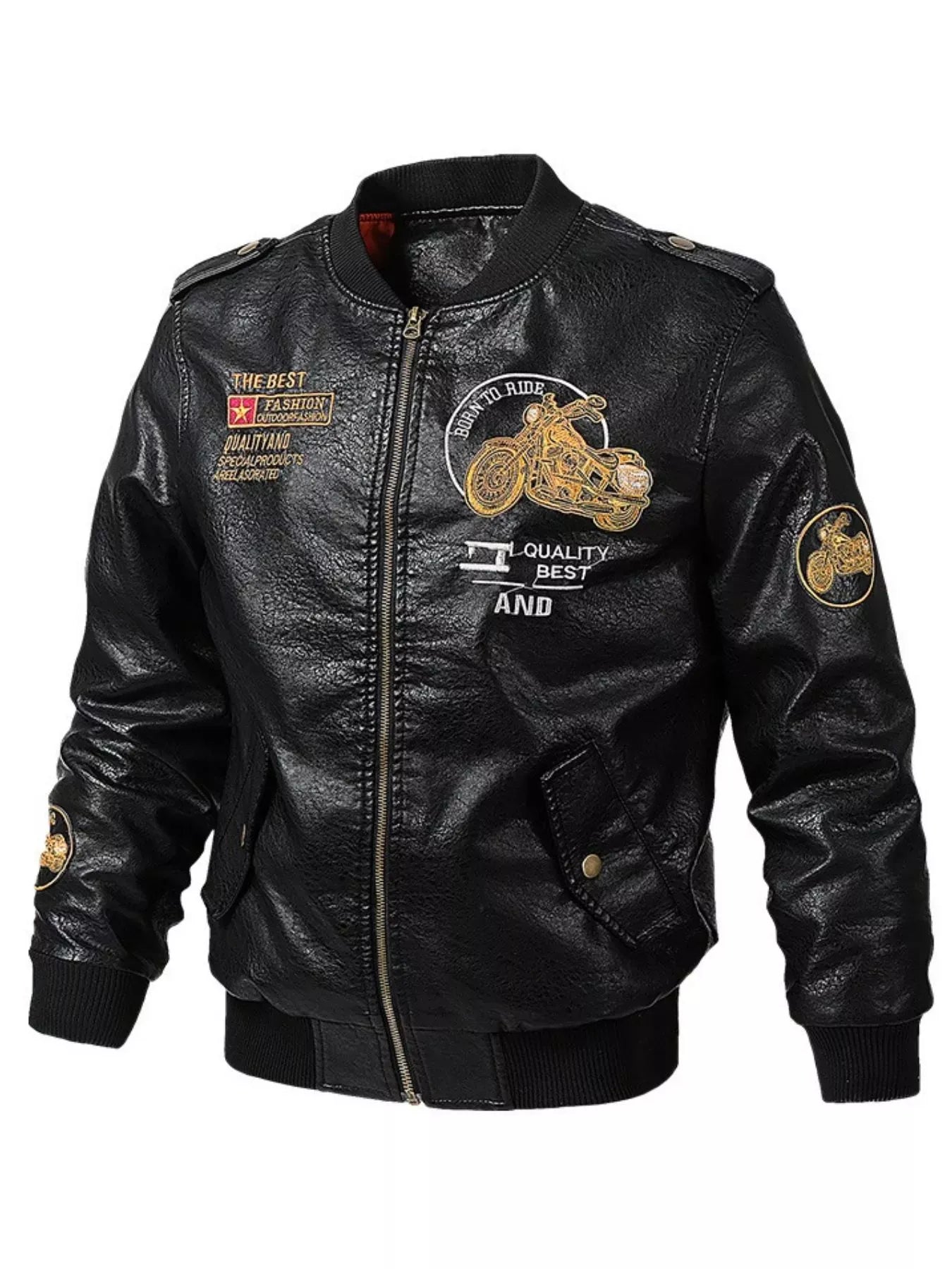 Men's Plus Size Zip Up Leather Jacket