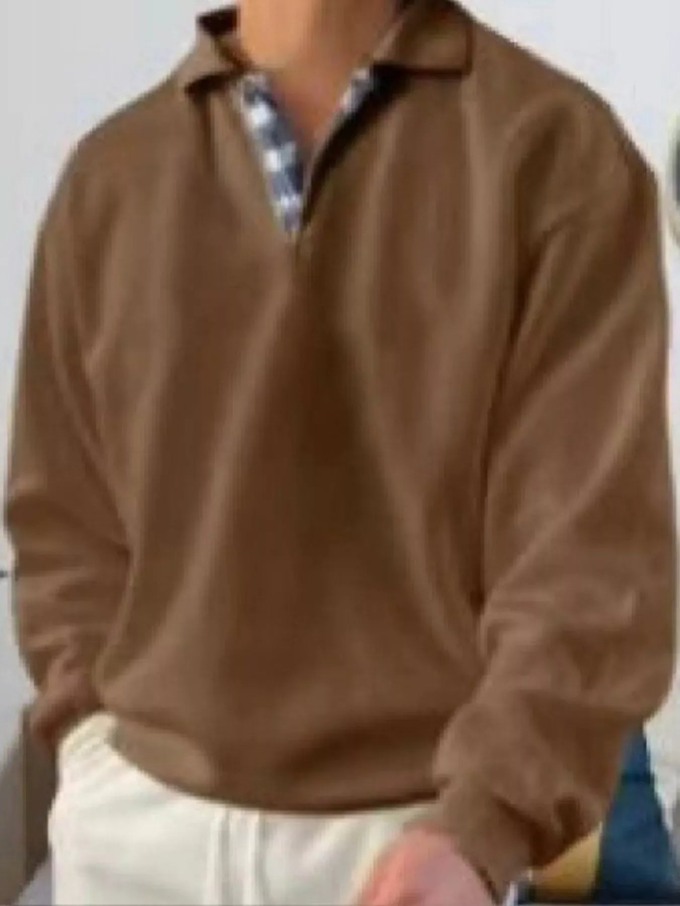 Men's Plus Size Casual Polo Collar Long Sleeve Top