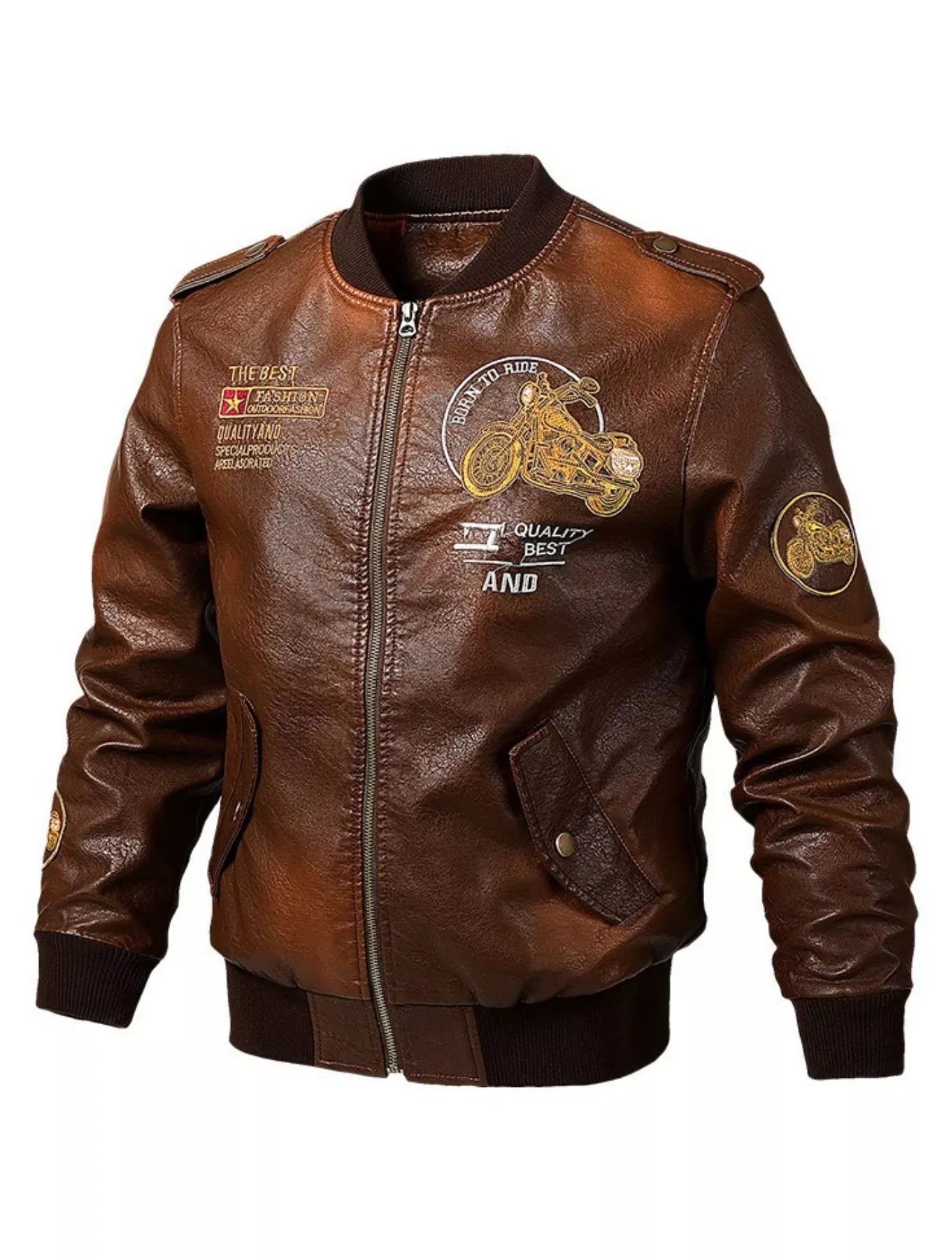 Men's Plus Size Zip Up Leather Jacket