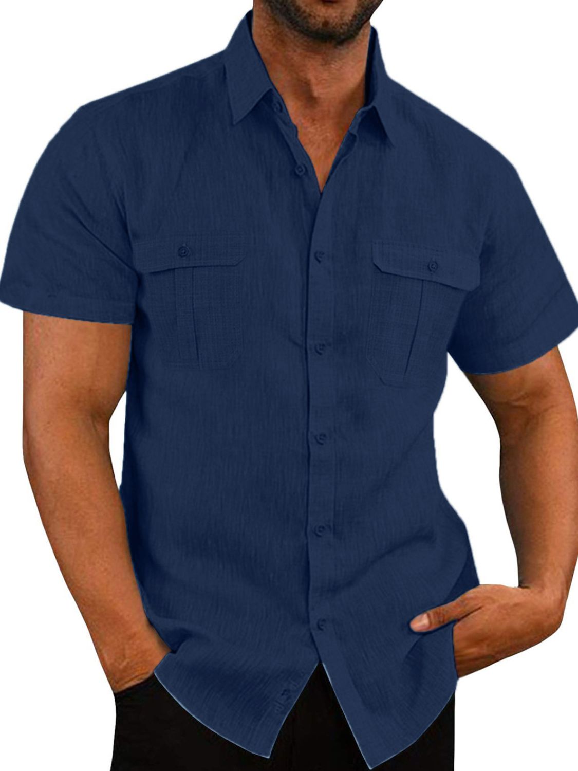 Men's Plus Size Collared Neck Short Sleeve Shirt