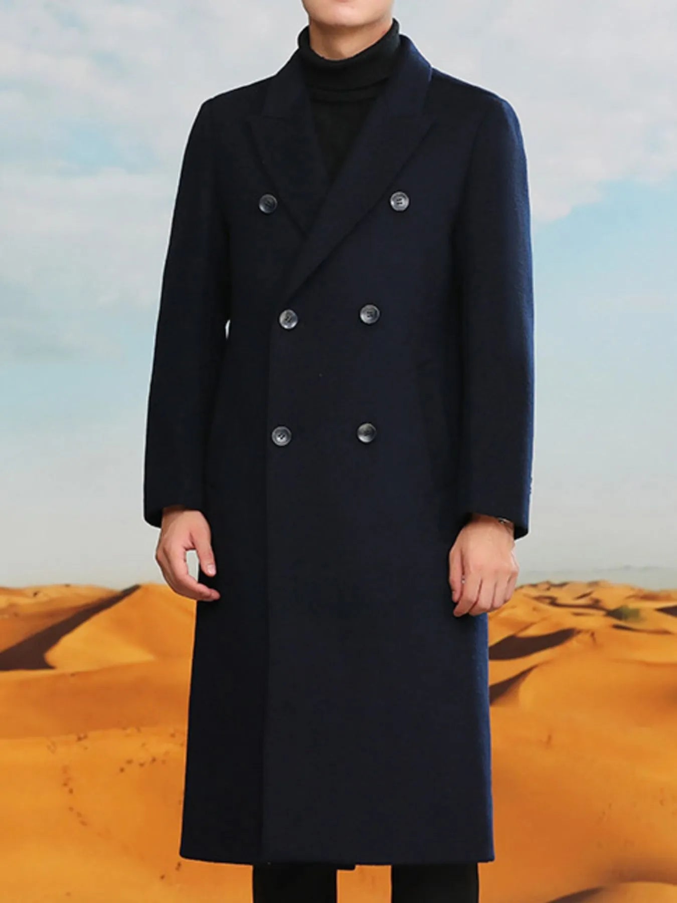 Men’s Plus Size Wool Blend Longline Coat