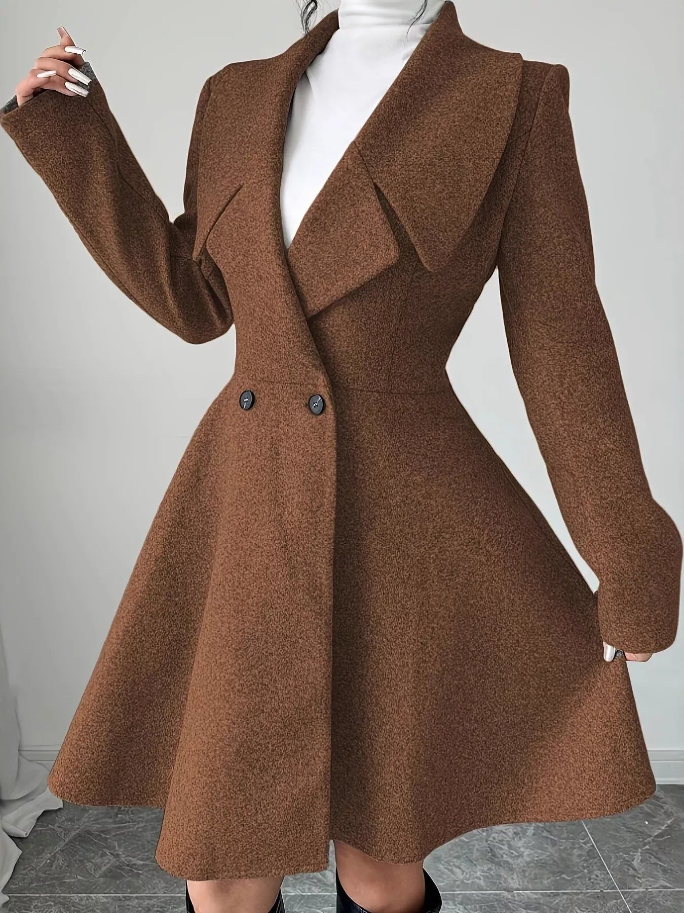 Classic Fit & Flare Double-Breasted Coat