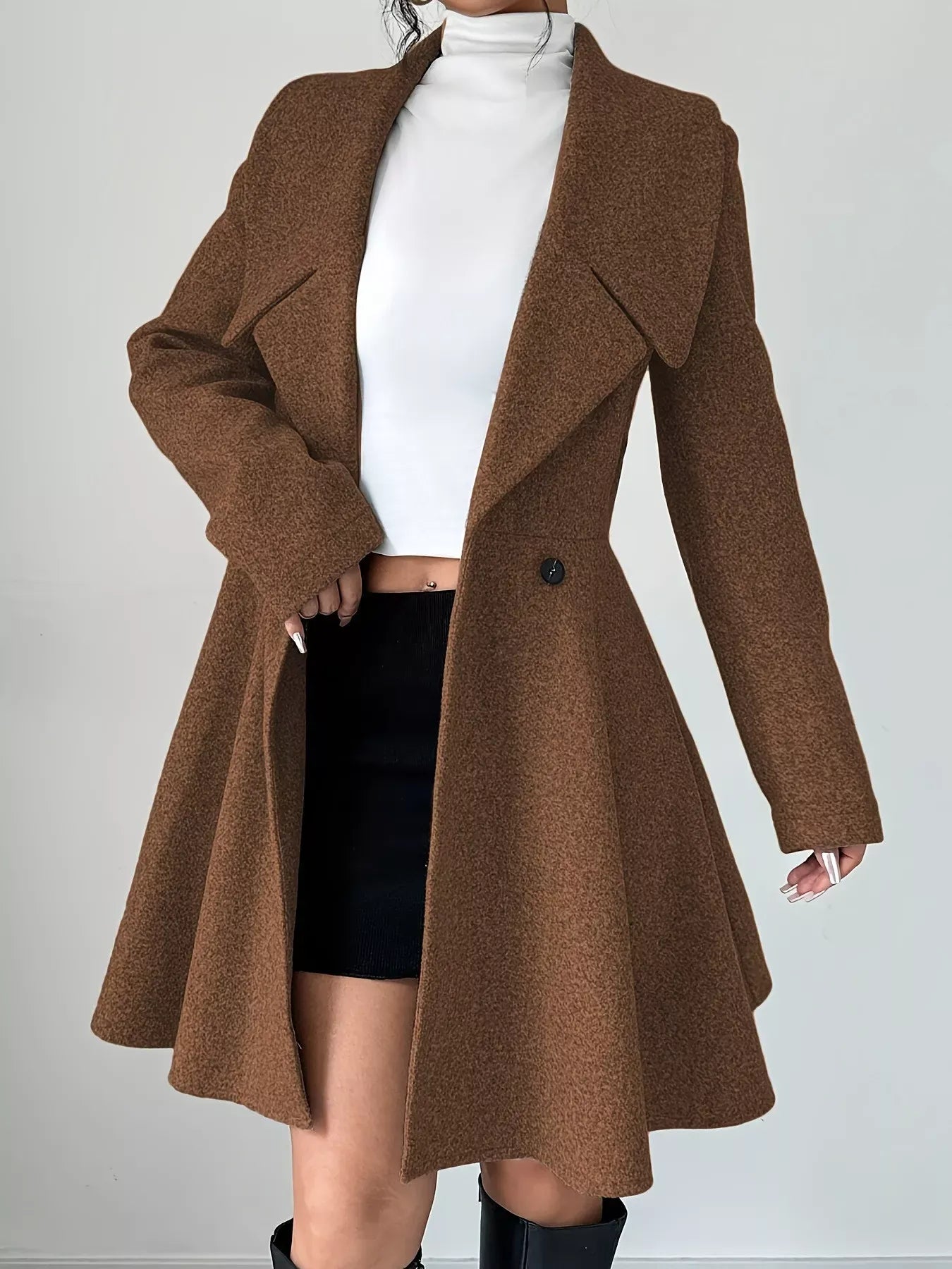 Classic Fit & Flare Double-Breasted Coat