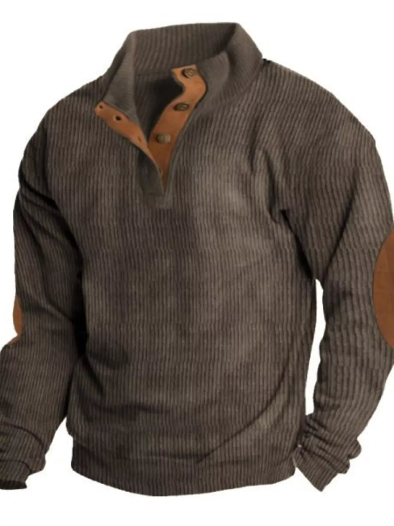 Men's Full Size Button Detail Long Sleeve Sweatshirt Plus Size