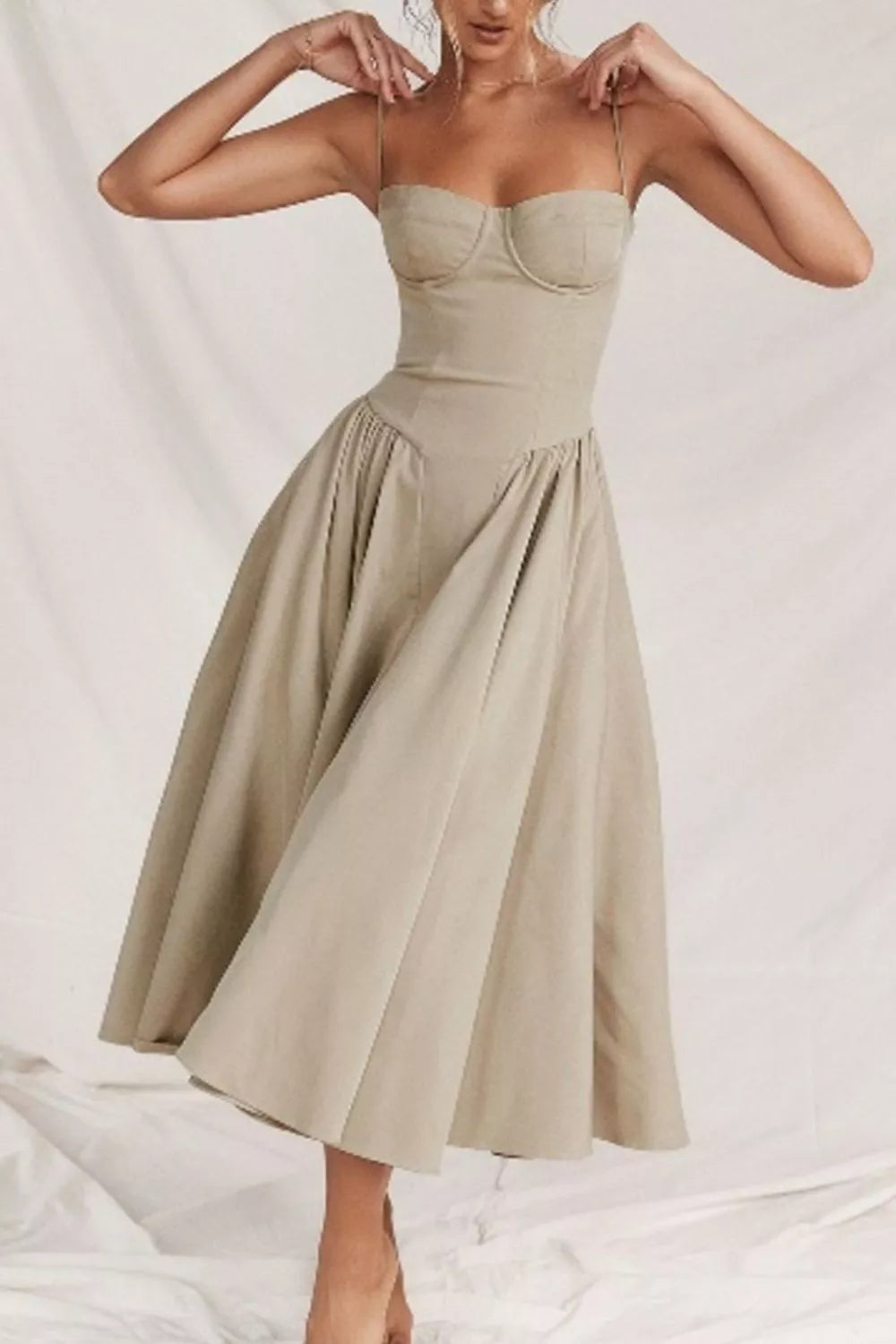 Sweetheart Ruched Midi Dress