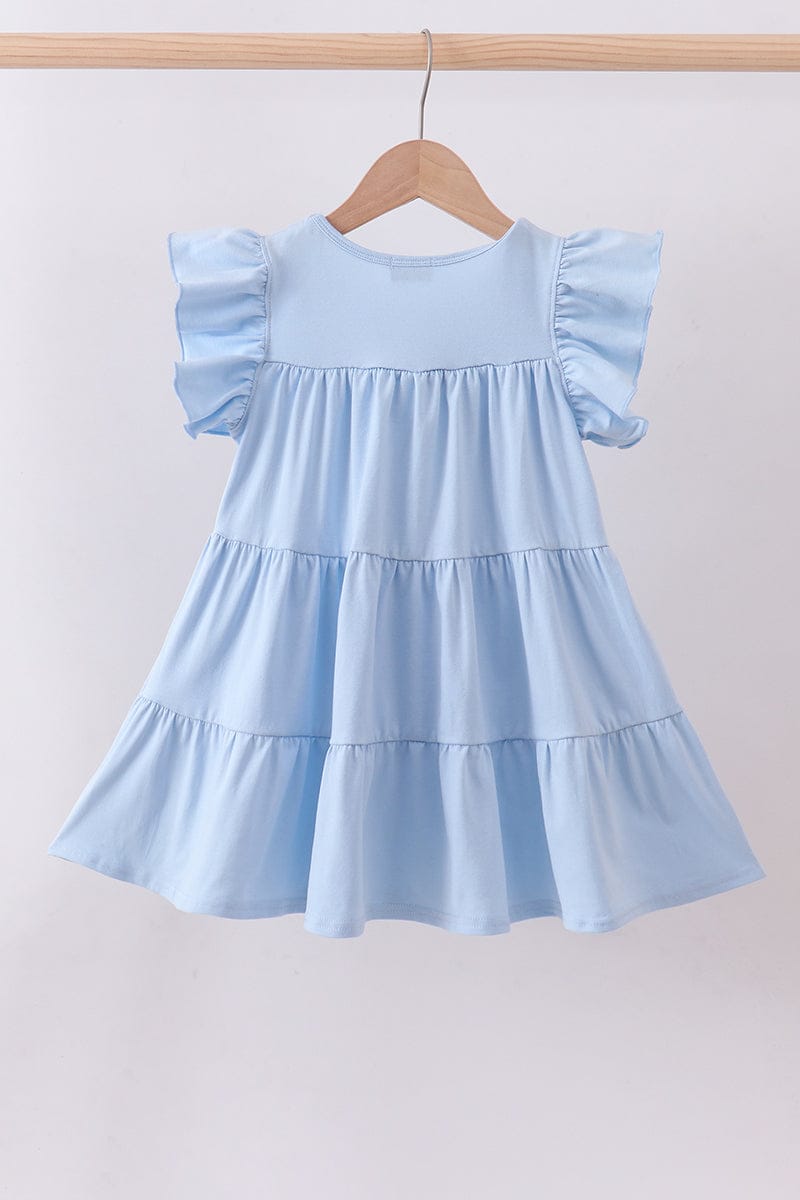 Blue cross sequin tiered dress