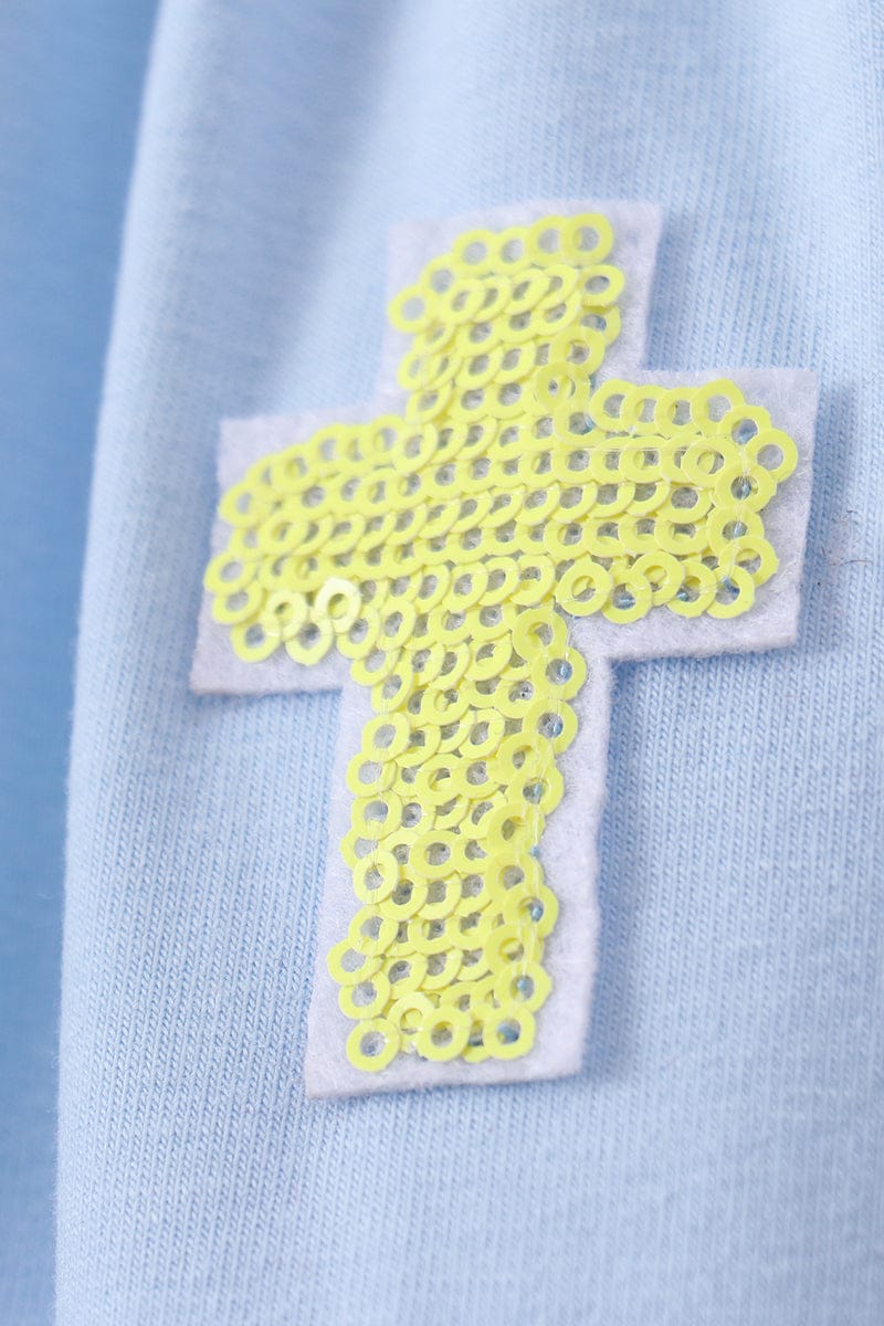 Blue cross sequin tiered dress