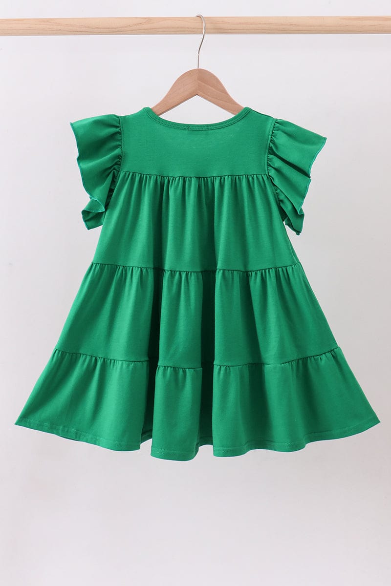 Green clover sequin ruffle tiered dress