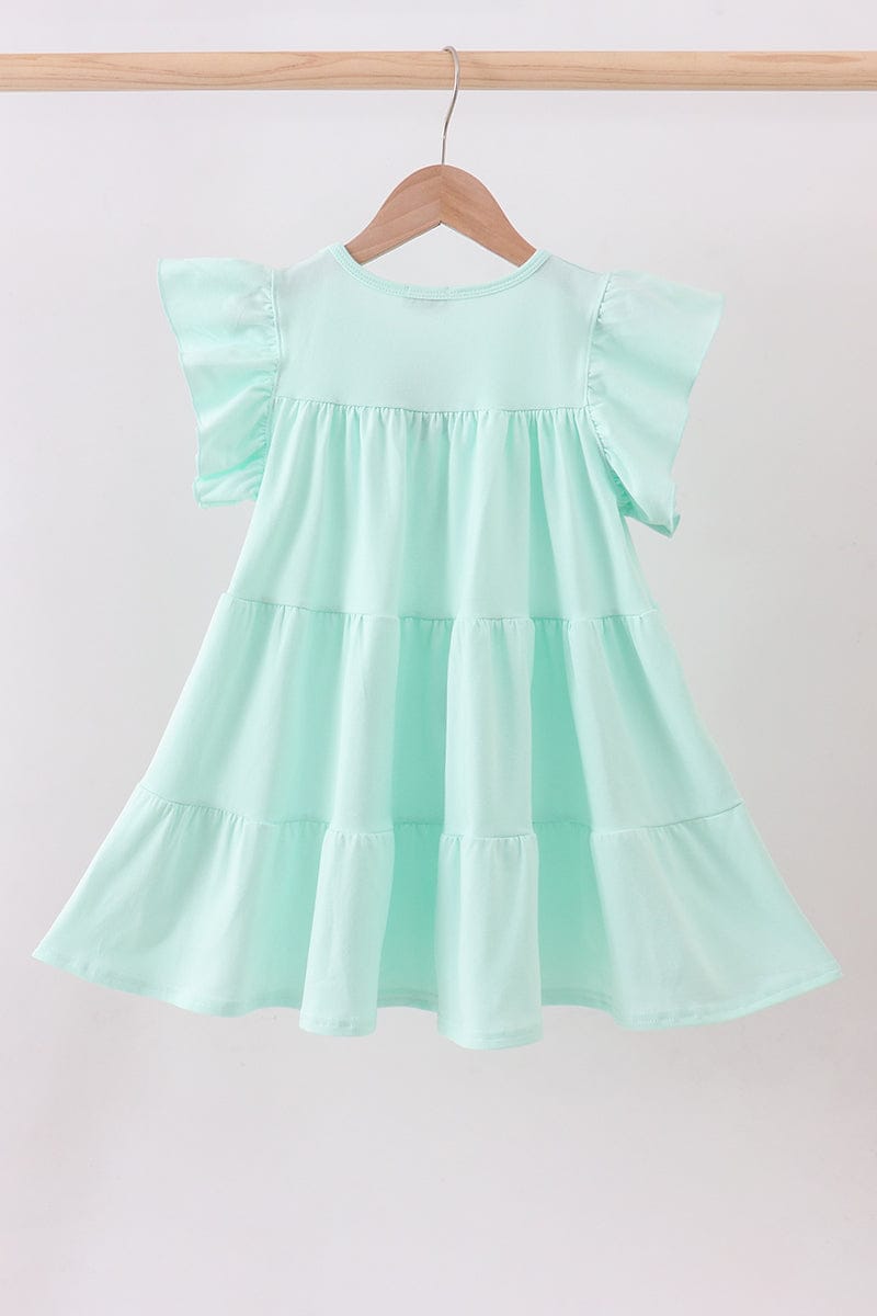 Mint clover sequin ruffle tiered dress