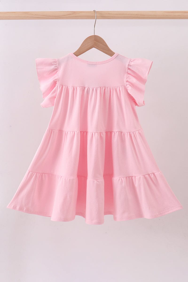 Pink clover sequin ruffle tiered dress
