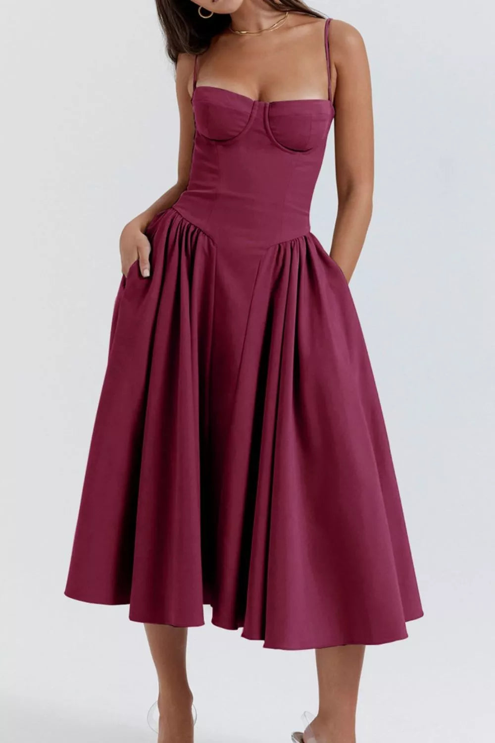Sweetheart Ruched Midi Dress