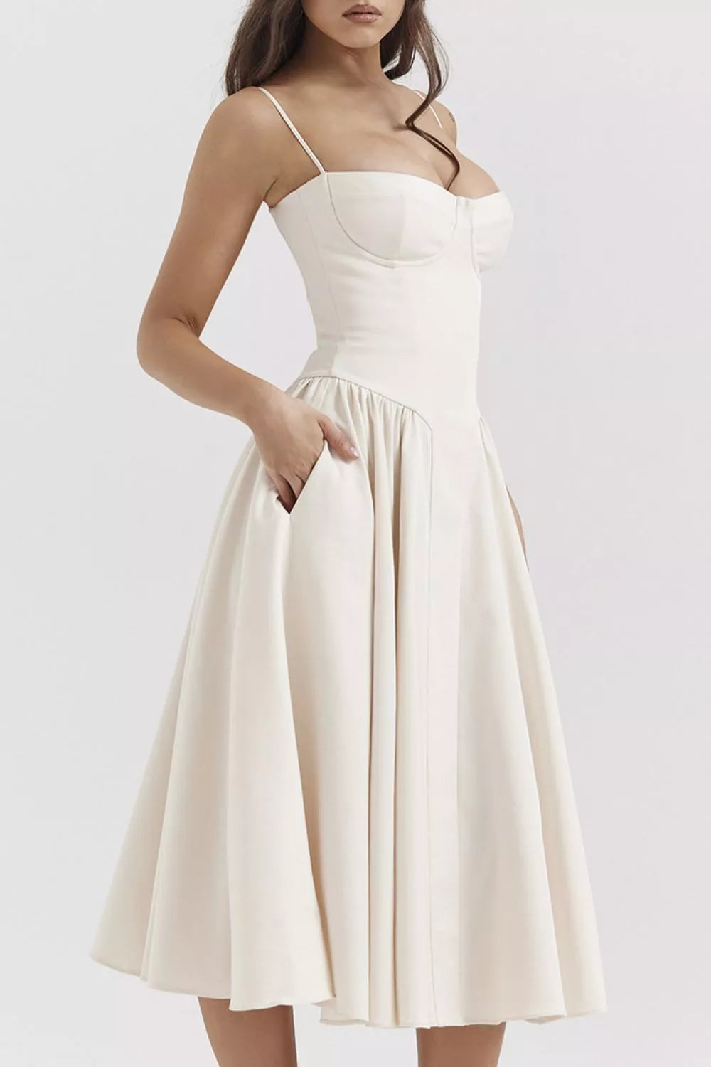 Sweetheart Ruched Midi Dress