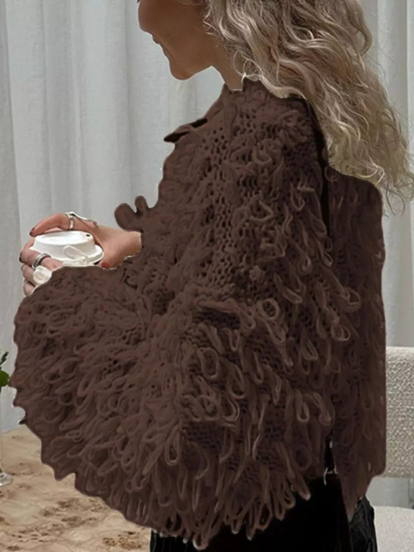 Fringe Detail Button-Up Cardigan