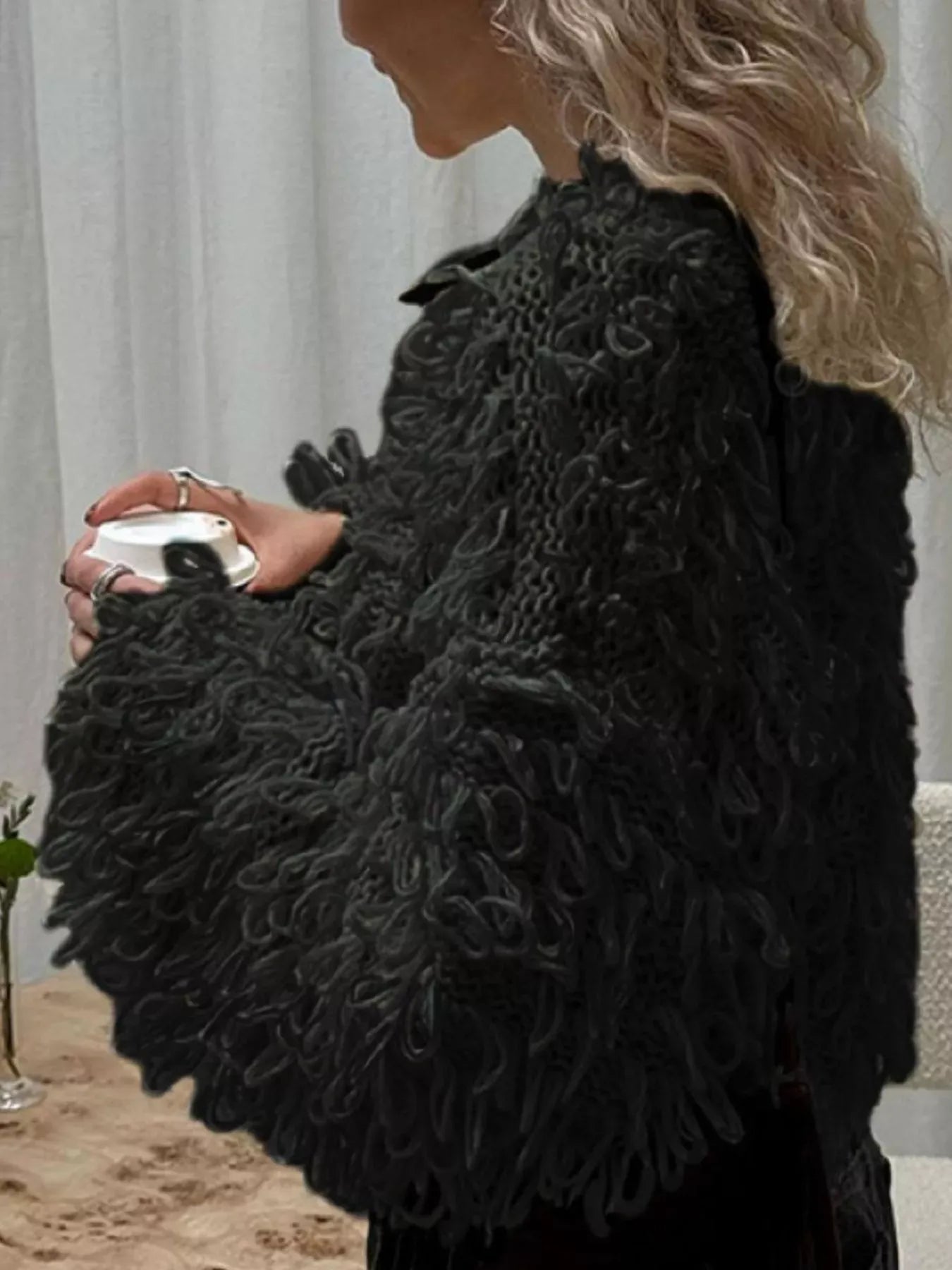 Fringe Detail Button-Up Cardigan