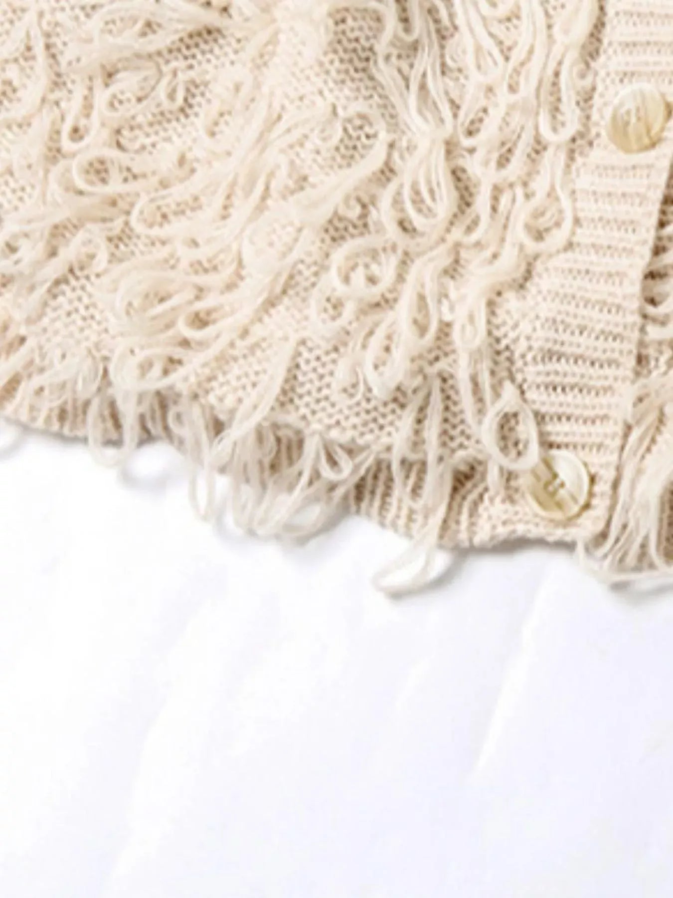 Fringe Detail Button-Up Cardigan