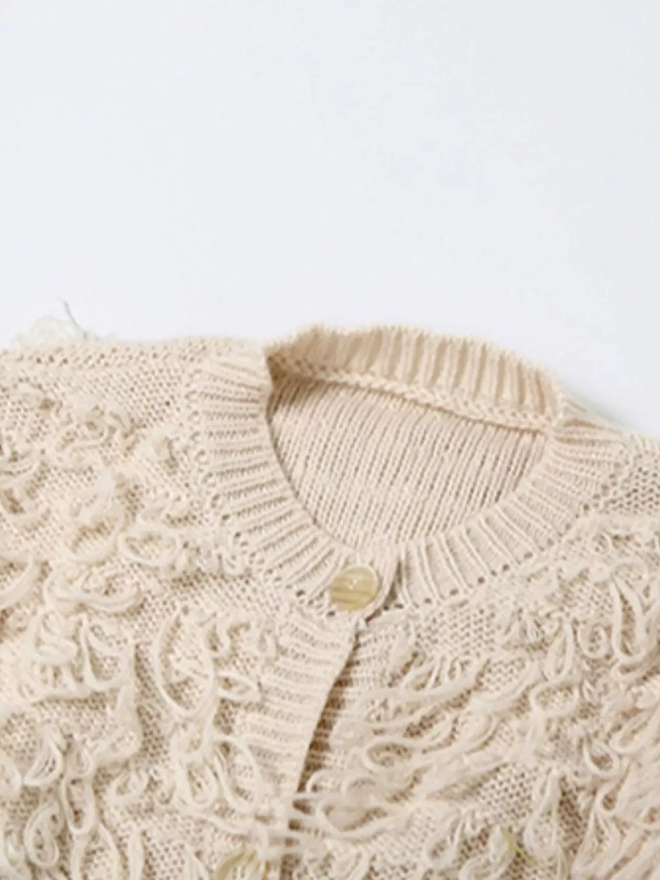 Fringe Detail Button-Up Cardigan