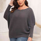 Full Size Boat Neck Batwing Sleeve Sweater